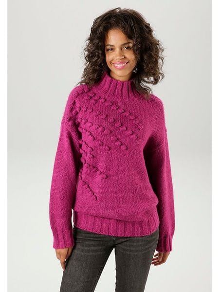 Aniston Sweter w kolorze jagodowym rozmiar: 38. Czerwone swetry klasyczne damskie Aniston, bez kołnierzyka. Za 99.95 zł.