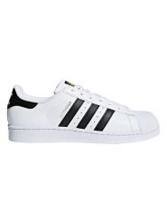 Adidas Skórzane sneakersy "Superstar" w kolorze biało-czarnym rozmiar: 47 1/3. Białe obuwie sportowe damskie Adidas, bez zapięcia. Za 253.54 zł.