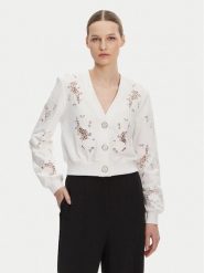 Guess Kardigan W5GQ11 KCWY1 Biały Regular Fit. Białe kardigany damskie Guess, l, z aplikacjami, z bawełny. Za 239.99 zł.