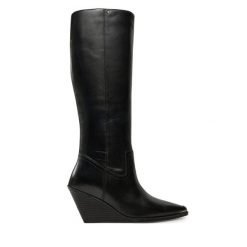 Kozaki Bronx. Czarne kozaki damskie Bronx, bez obcasa, na koturnie, bez zapięcia. Za 589.99 zł.