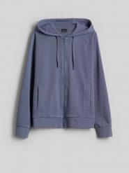4F Bluza dresowa relaxed z kapturem damska - denim XS. Niebieskie bluzy damskie 4F, xs, bez wzorów, z denimu, z kapturem. Za 169.99 zł.