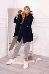 Bluza ocieplana z asymetrycznym suwakiem granatowa. Bluzy damskie KESI, l, bez wzorów, z bawełny, bez kaptura. Za 238.37 zł.