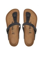 Birkenstock Japonki Gizeh 1029231 Czarny. Czarne klapki damskie Birkenstock, bez wzorów, ze skóry, bez obcasa, bez zapięcia. Za 458.99 zł.