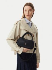 Tommy Hilfiger Torebka Th Logotape Mini Satchel AW0AW18743 Czarny. Czarne torebki klasyczne damskie Tommy Hilfiger, ze skóry, bez dodatków. Za 489.99 zł.