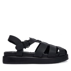 Sandały Barbour. Czarne sandały damskie Barbour, bez wzorów, bez obcasa, na płaskiej podeszwie, bez zapięcia. Za 739.99 zł.