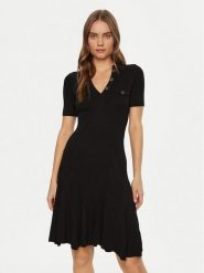 Guess Sukienka dzianinowa W5RK18 Z2U00 Czarny Regular Fit. Czarne sukienki damskie Guess, z aplikacjami, z dzianiny, bez ramiączek. Za 259.99 zł.