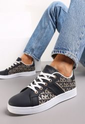 Granatowe Sneakersy z Printem Casica. Niebieskie obuwie sportowe damskie Renee, bez zapięcia. Za 59.99 zł.