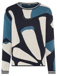 Olsen Sweter w kolorze niebiesko-granatowo-beżowym rozmiar: 42. Brązowe swetry klasyczne damskie Olsen, bez kołnierzyka. Za 117.99 zł.