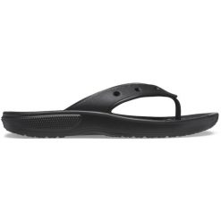 Japonki damskie Crocs Classic Flip. Czarne klapki damskie Crocs, bez wzorów, z materiału, bez obcasa, bez zapięcia. W wyprzedaży za 222.05 zł.