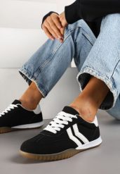 Czarne Sneakersy w Stylu Tenisówek z Paskami na Boku Cholewki Aitoria. Czarne obuwie sportowe damskie Renee, bez zapięcia, tenisowe. Za 79.99 zł.
