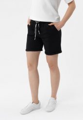 Szorty dresowe M-HOLY. Czarne szorty damskie Volcano, bez wzorów, z bawełny. Za 89.99 zł.