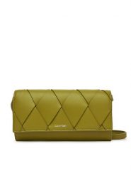 Calvin Klein Torebka Ck Woven Convertible Wallet Bag K60K612970 Zielony. Zielone listonoszki damskie Calvin Klein, bez wzorów, ze skóry, bez dodatków. Za 239.99 zł.