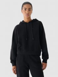 4F Bluza dresowa z kapturem damska 4F x Anna Lewandowska - czarna XL. Czarne bluzy damskie 4F, xl, bez wzorów, z bawełny, z kapturem. W wyprzedaży za 119.99 zł.