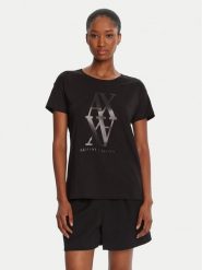 Armani Exchange T-Shirt XW001373 AF10356 UC001 Czarny Regular Fit. Czarne t-shirty damskie Armani Exchange, xs, bez wzorów, z bawełny, bez kołnierzyka. Za 259.99 zł.
