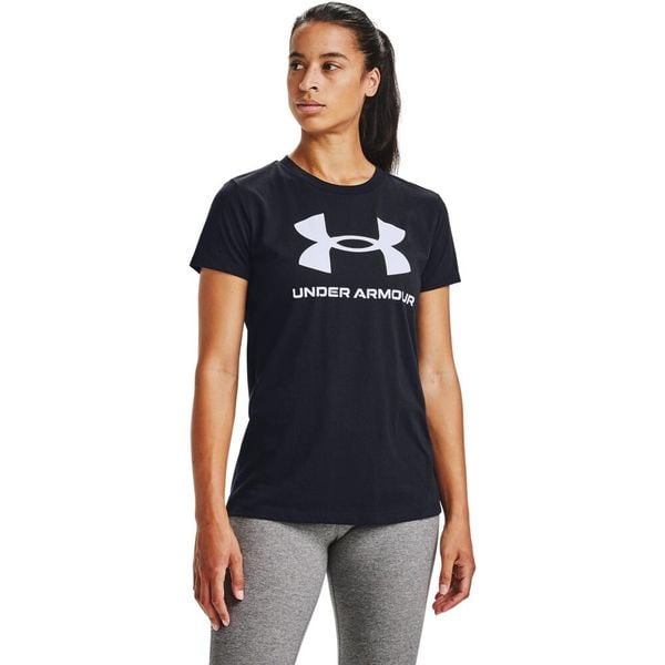 Koszulka damska Under Armour Live Sportstyle Graphic SSC. Czarne koszulki damskie Under Armour, xs, bez wzorów, bez kołnierzyka, bez ramiączek. Za 78.99 zł.