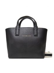 Tommy Hilfiger Torebka Th Logotape Mini Tote AW0AW17448 Czarny. Czarne torebki klasyczne damskie Tommy Hilfiger, ze skóry, bez dodatków. Za 359.99 zł.