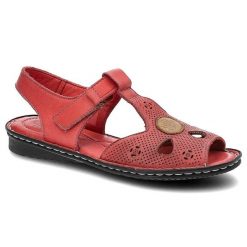 Czerwone Sandały Lanqier Wygodne Skórzane Buty. Czerwone sandały damskie Lanqier, bez wzorów, bez obcasa, bez zapięcia. Za 149.00 zł.