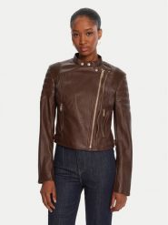 Guess Kurtka z imitacji skóry W5YL19 WHDS0 Brązowy Regular Fit. Brązowe kurtki damskie Guess, xs, z aplikacjami, ze skóry, bez kaptura. Za 559.99 zł.