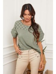 Fleur de Lin Koszulka w kolorze khaki rozmiar: M. Brązowe koszulki damskie Fleur de Lin, m, bez wzorów, bez kołnierzyka, bez ramiączek. Za 105.45 zł.