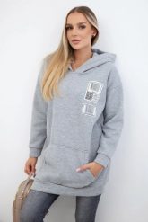 Bluza z kapturem z naszywkami szara. Szare bluzy damskie KESI, l, z aplikacjami, z bawełny, z kapturem. Za 278.10 zł.