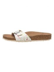 Birkenstock Klapki "Madrid" ze wzorem rozmiar: 37. Białe klapki damskie Birkenstock, bez wzorów, z otwartym noskiem, bez obcasa, bez zapięcia. Za 187.52 zł.
