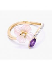 DIAMANTA Złoty pierścionek "Prisca" z diamentami, ametystem i kwarcem różowym rozmiar: 58. Czerwone pierścionki damskie DIAMANTA, z ametystem, złote. Za 1,174.99 zł.