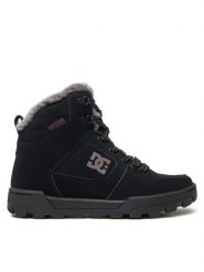DC Botki Manteca 4 ADJB100012-BK2 Czarny. Czarne botki damskie DC, ze skóry, bez obcasa, na płaskiej podeszwie, bez zapięcia. Za 399.99 zł.