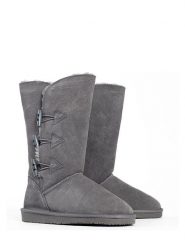Gooce Skórzane kozaki zimowe "Cornice" w kolorze szarym rozmiar: 39. Szare kozaki damskie Gooce, na zimę, z wełny, bez obcasa, bez zapięcia. Za 292.20 zł.