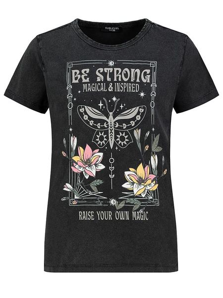 Sublevel Koszulka w kolorze czarnym rozmiar: M. Czarne bluzki damskie Sublevel, m, bez wzorów, z bawełny, bez kołnierzyka, bez ramiączek. Za 60.99 zł.