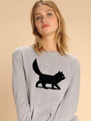 WOOOP Bluza "Creeping Cat" w kolorze szarym rozmiar: M. Szare bluzy damskie Wooop, m, bez wzorów, bez kaptura. Za 100.99 zł.