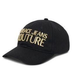 Czapka z daszkiem Versace Jeans Couture. Czarne czapki z daszkiem damskie Versace Jeans Couture, bez wzorów, z jeansu. Za 179.99 zł.