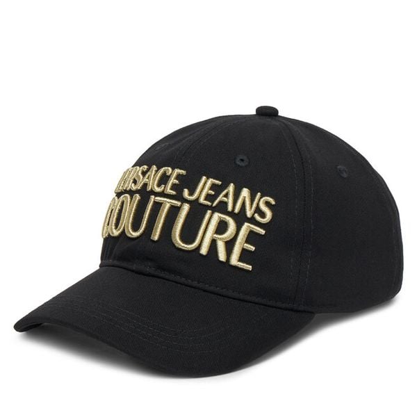 Czapka z daszkiem Versace Jeans Couture. Czarne czapki z daszkiem damskie Versace Jeans Couture, bez wzorów, z jeansu. Za 140.99 zł.