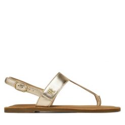 Sandały Tommy Hilfiger. Żółte sandały damskie Tommy Hilfiger, bez wzorów, bez obcasa, na płaskiej podeszwie, bez zapięcia. Za 439.99 zł.