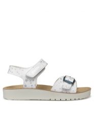 Geox Sandały J Sandal Costarei Gi J15EAB 00004 C1000 D Biały. Białe sandały dziewczęce Geox, ze skóry, bez obcasa, bez zapięcia. Za 249.99 zł.