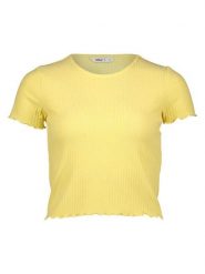ONLY Koszulka w kolorze żółtym rozmiar: XS. Żółte bluzki damskie Only, xs, bez wzorów, bez kołnierzyka, bez ramiączek. Za 51.95 zł.