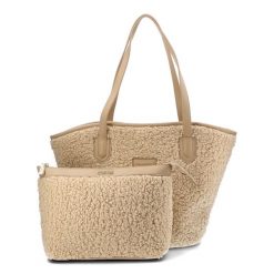Beżowa Torebka Big Star 2w1 Damska Shopperka + Kosmetyczka. Brązowe shopper bag Big Star, na ramię, bez dodatków. Za 199.00 zł.