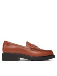 Tommy Hilfiger Lordsy Crest Squarish Toe Penny Loafer FW0FW08633 Brązowy. Brązowe półbuty damskie Tommy Hilfiger, bez wzorów, ze skóry, bez obcasa, bez zapięcia. Za 709.99 zł.