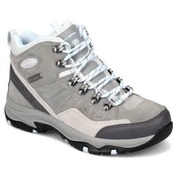 Buty trekkingowe damskie Skechers Rocky Mountain. Szare obuwie trekkingowe damskie Skechers, z materiału, bez zapięcia. Za 389.00 zł.
