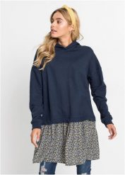 Sukienka dresowa w optyce 2 w 1. Żółte sukienki damskie bonprix, bez wzorów, z dresówki, bez ramiączek. Za 139.99 zł.