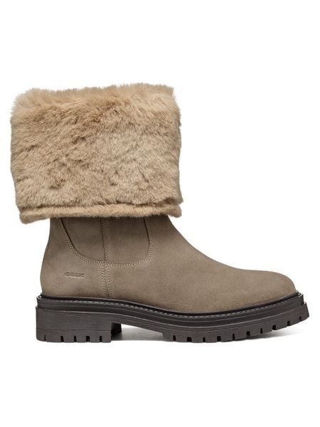 Geox Botki D Iridea D04HRM 022BH C6029 Beżowy. Brązowe botki damskie Geox, z materiału, bez obcasa, na płaskiej podeszwie, bez zapięcia. Za 469.99 zł.