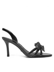 Guess Sandały FLPMER PAF03 Czarny. Czarne sandały damskie Guess, z aplikacjami, ze skóry, bez obcasa, na szpilce, bez zapięcia. Za 739.99 zł.