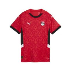 Damska koszulka domowa Egipt 2025 PUMA Red Black. Czarne bluzki damskie Puma, xl, bez wzorów, sportowe, bez kołnierzyka, bez ramiączek. Za 419.00 zł.