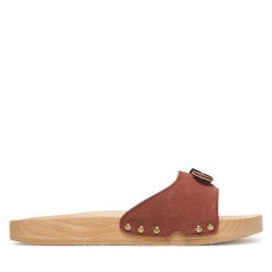 Klapki Scholl. Brązowe klapki damskie Scholl, bez wzorów, bez obcasa, bez zapięcia. Za 589.99 zł.