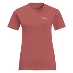 Koszulka damska Jack Wolfskin Essential. Czerwone koszulki damskie Jack Wolfskin, bez wzorów, bez kołnierzyka, bez ramiączek. Za 92.99 zł.