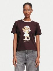 Guess T-Shirt V6BI14 K6742 Bordowy Regular Fit. Czerwone t-shirty damskie Guess, s, z aplikacjami, z bawełny, bez kołnierzyka. Za 174.99 zł.