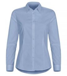 Clique Koszula Stretch Dł. Rękaw Damska - Regular Fit, Jasny Niebieski. Niebieskie koszule damskie CLIQUE, xl, bez wzorów, z bawełny, bez kołnierzyka, bez ramiączek. Za 198.77 zł.