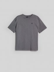 4F T-shirt loose z nadrukiem damski - szary M. Szare t-shirty damskie 4F, m, bez wzorów, z bawełny, bez kołnierzyka. Za 79.99 zł.
