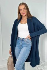 Sweter z rękawami typu nietoperz jeansowy. Swetry klasyczne damskie KESI, l, z jeansu, bez kołnierzyka, plus size. Za 178.78 zł.