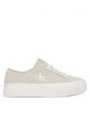 Calvin Klein Sneakersy Vulc Flatf Laceup Suede HW0HW03088 Beżowy. Brązowe obuwie sportowe damskie Calvin Klein, ze skóry, bez zapięcia. Za 409.99 zł.