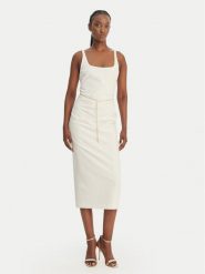 HUGO Sukienka koktajlowa Kankeni 50558191 Écru Slim Fit. Sukienki damskie Hugo, bez wzorów, z syntetyku, wizytowe, bez ramiączek. Za 1,249.00 zł.